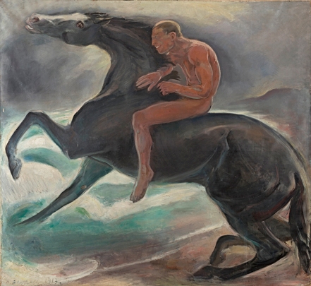 Gemälde "Reiter am Meer" von Benno Berneis 1913